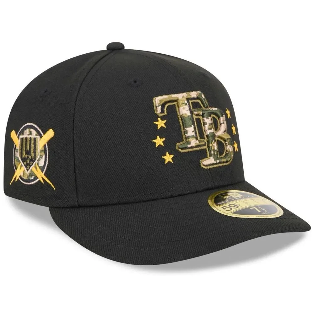 Men New Era 7 1/4 Black Tampa Bay Rays 2024 Armed Forces Day 9FIFTY Snapback Hat